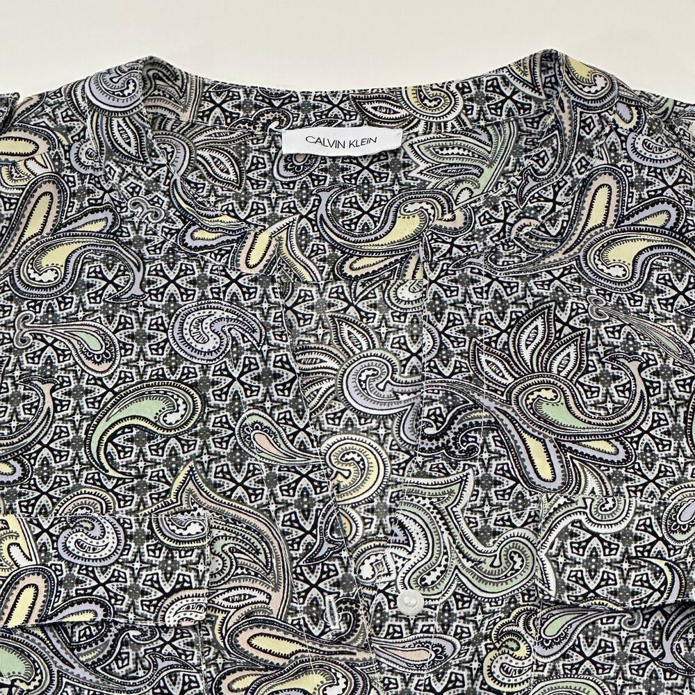 Calvin Klein Women's Long Sleeve Paisley Print Blouse Size 3XL